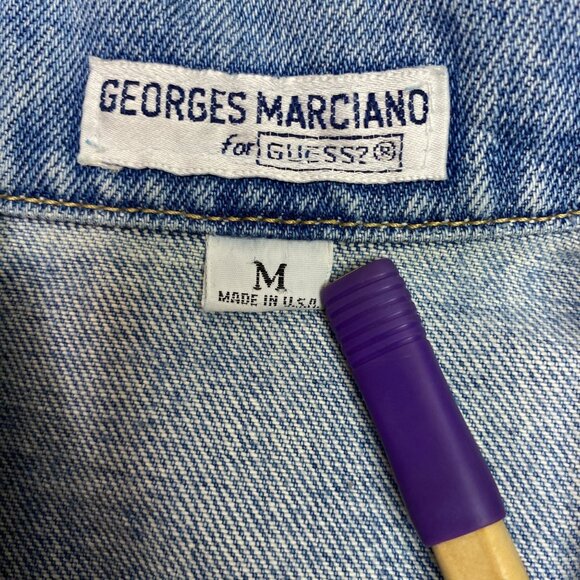 Vtg 80s Guess George Marciano Jean Trucker Jacket M Denim USA 1986 Preppy Cowboy - Picture 7 of 16